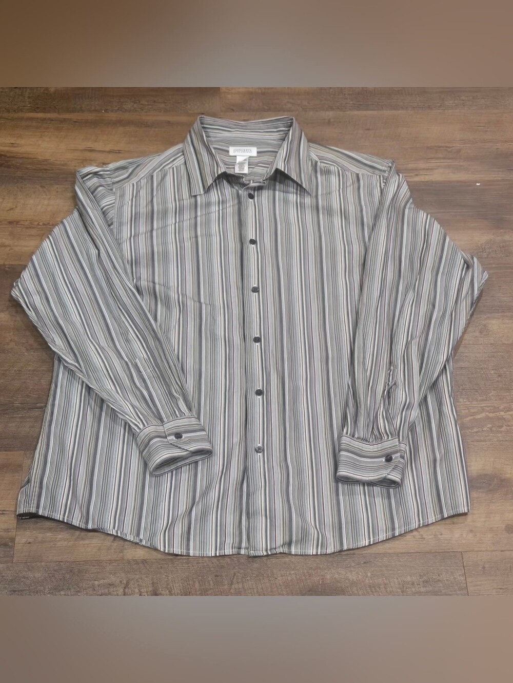 Claiborne Men's Gray Multi-Stripe Dress Shirt